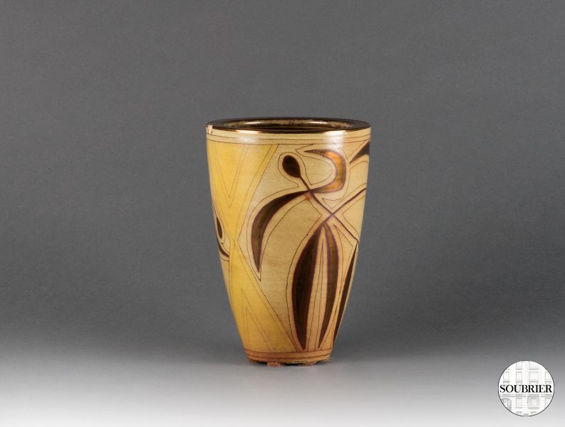 Yellow earthenware vase