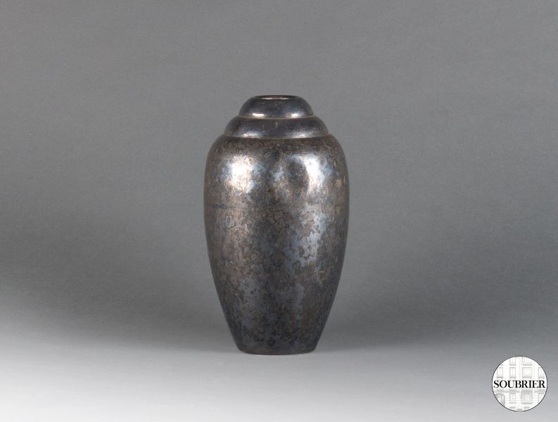 Hammered silvered vase