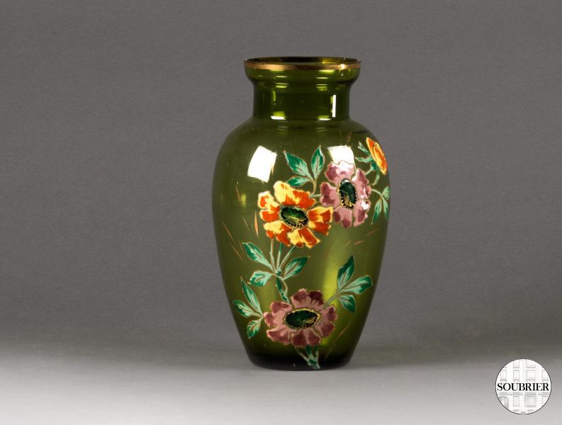 Vase à fleurs peintes