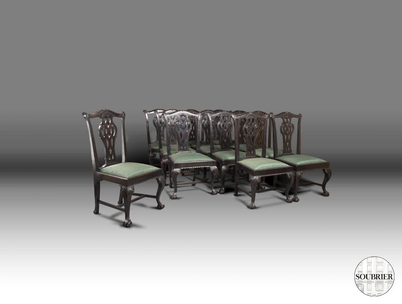 12 Chippendale chairs