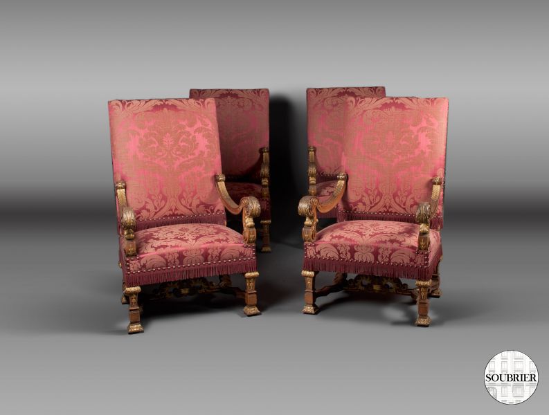 4 Louis XIV armchairs
