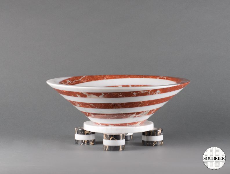 White and red marble bowl