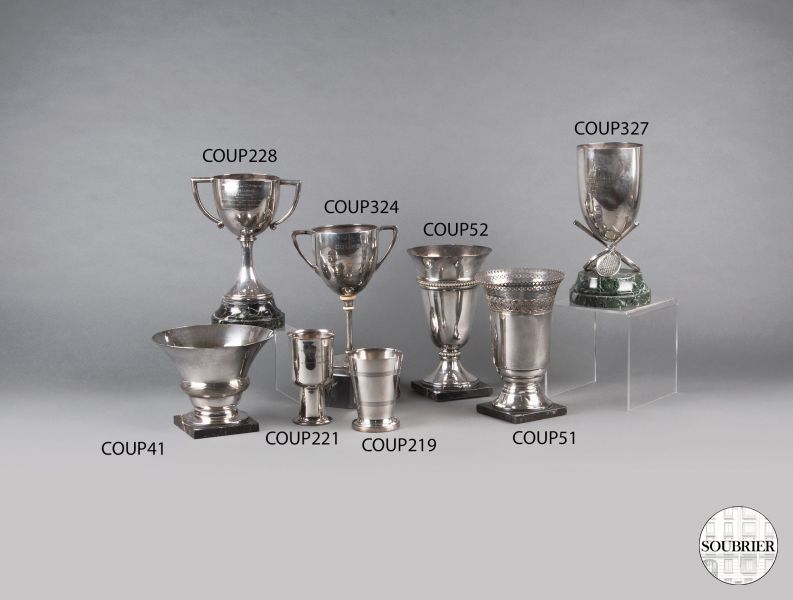 Set of silver-plated sport cups