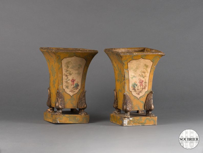 Pair of yellow vases
