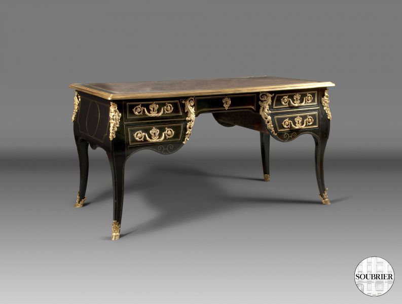 Desk black and bronze Louis XV