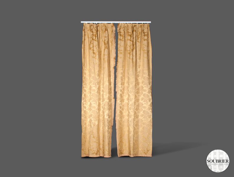 Pair of yellow damas curtains