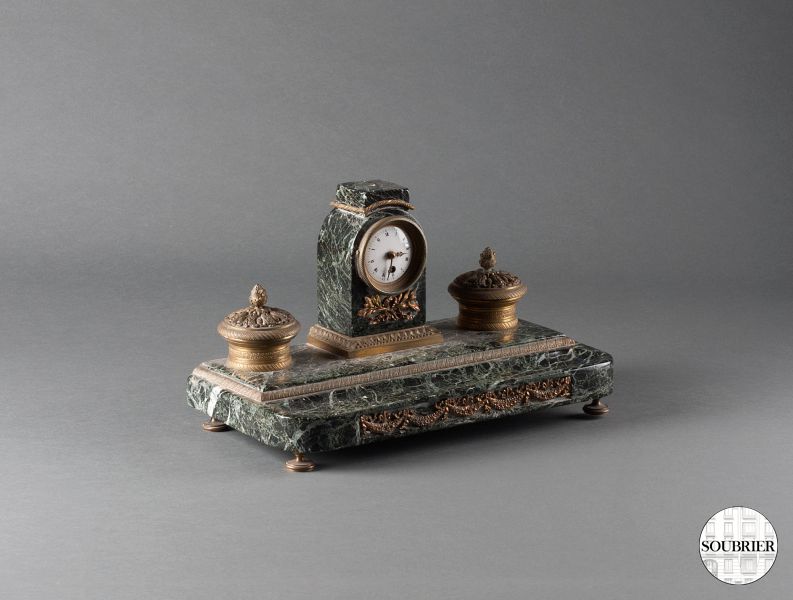 Marble inkstand with clock