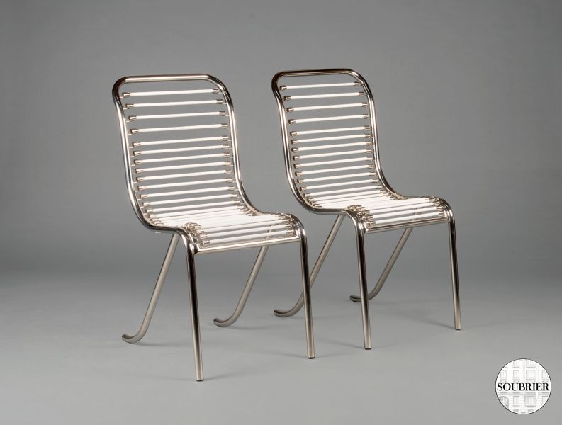 Chairs in nickel plated steel