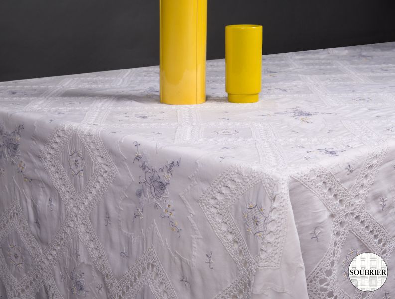 Lace and cotton tablecloth