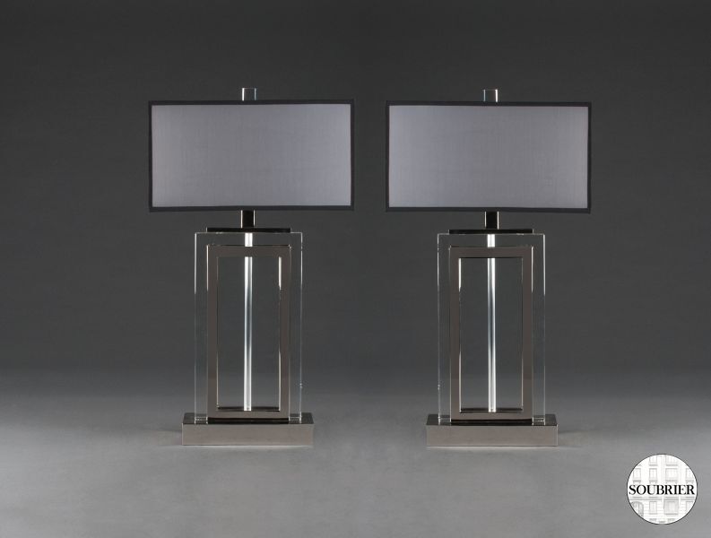Glass and chrome-plated lamps