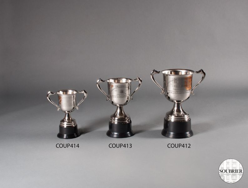 Three silver-plated sport cups