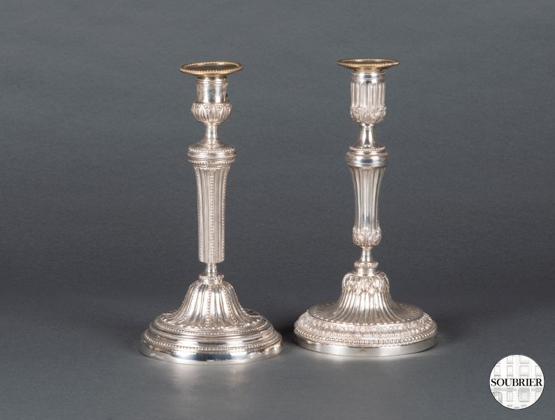 Silvered bronze candlesticks