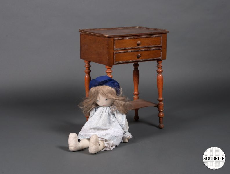 Wooden doll's bedside table