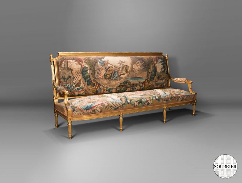 Canapé Louis XVI en tapisserie