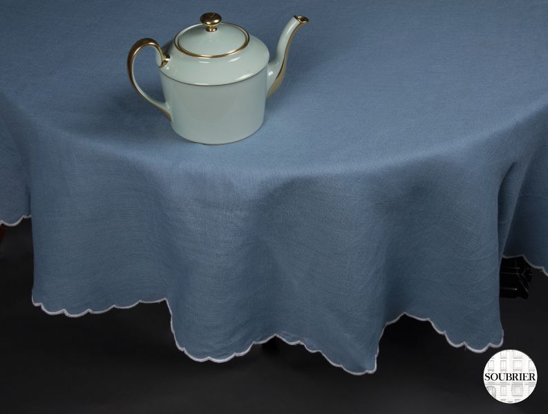 Blue round tablecloth