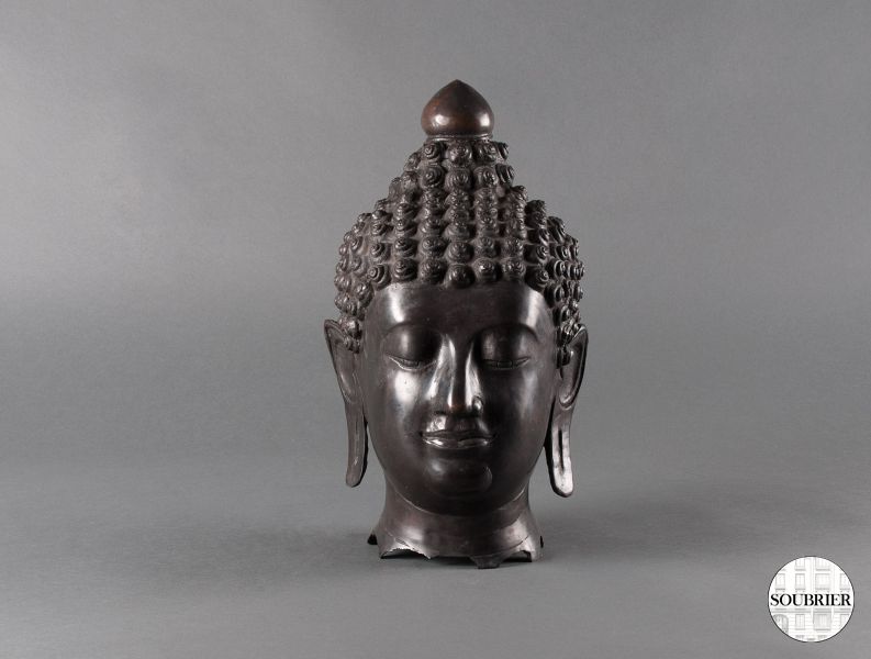 Tête de bouddha en bronze