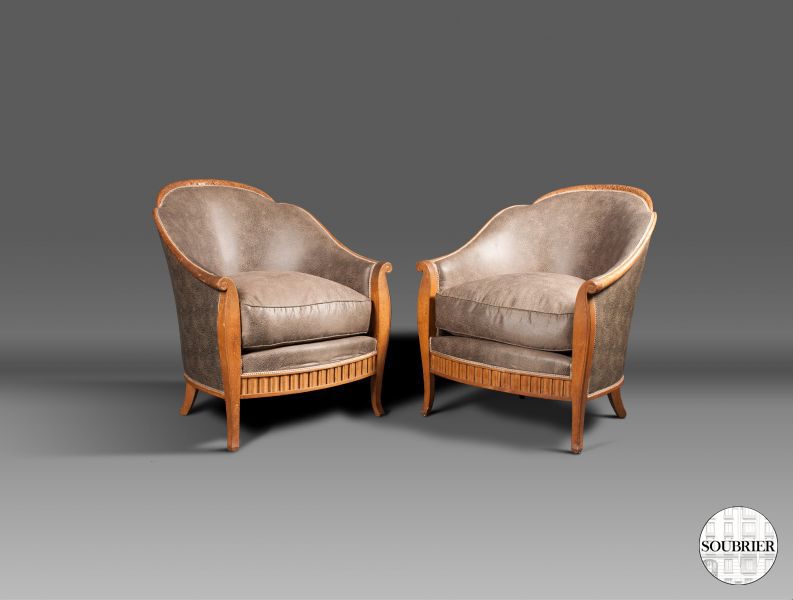 Pair of shagreen Art Deco armchairs