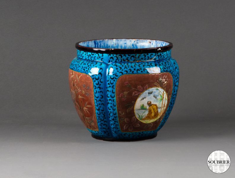 Blue chinese earthenware planter