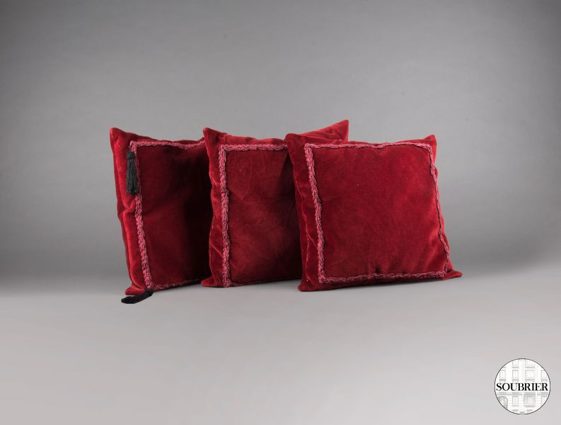 Burgundy velvet cushions