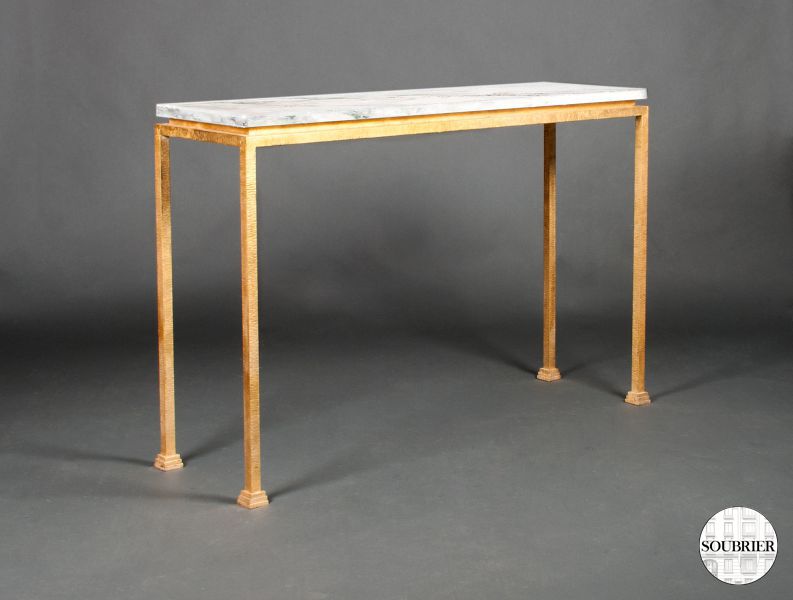 Pair of gilt iron console tables