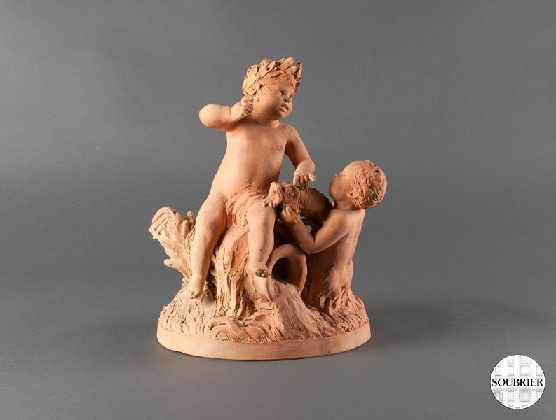 Terracotta with two cherubs