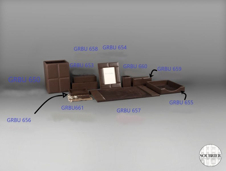 Chocolate leather desk blotter.