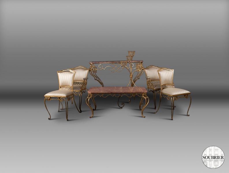 Gilt wrought-iron living room suite
