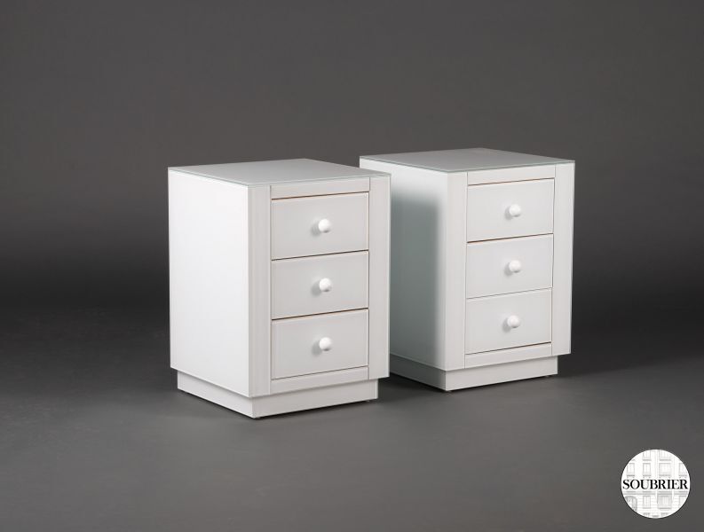 White mirrored bedside tables