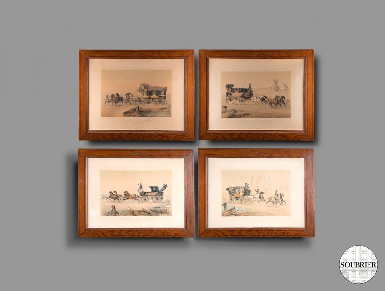 Four carriages engravings