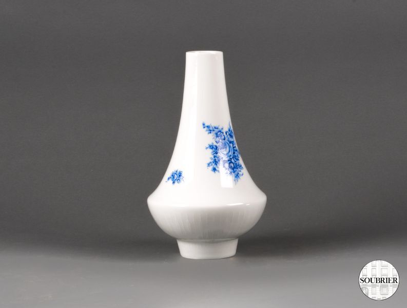 Blue flowers earthenware vase