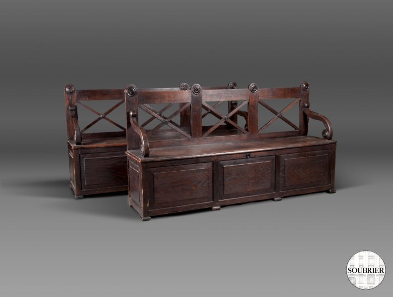 Neo-Gothic wooden benches