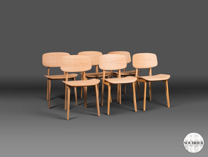 6 Oak laminated chairs