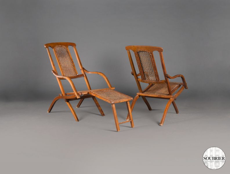 Cane deck chairs