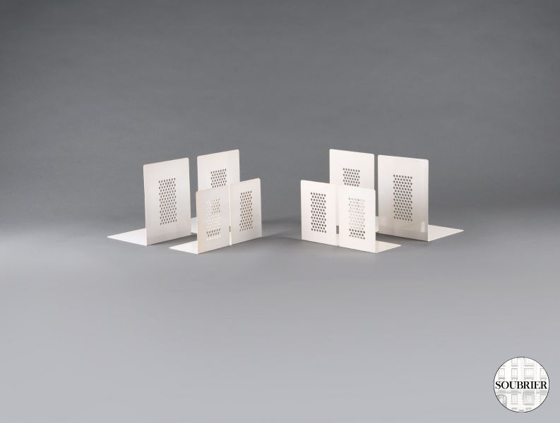 White sheet of metal bookends