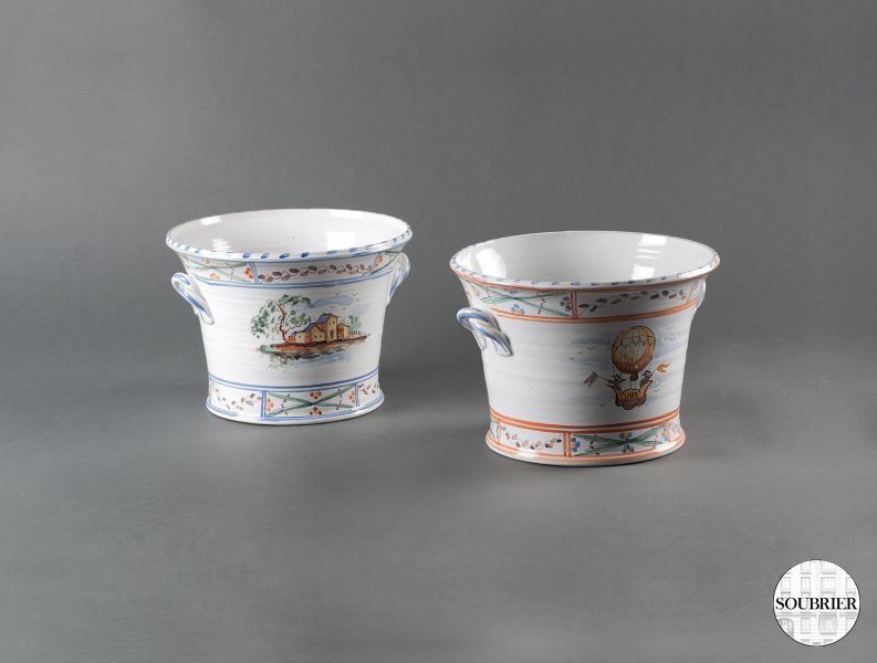 Two earthenware flower pots