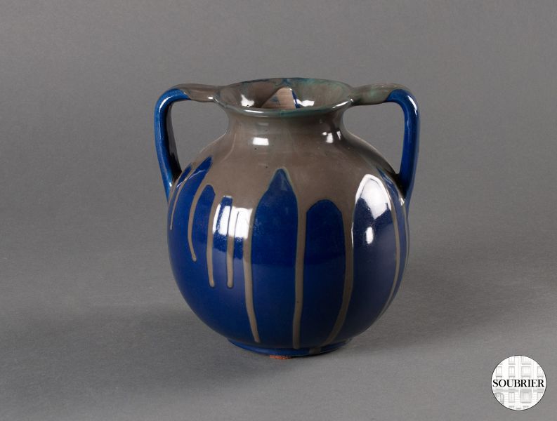 Gray dark blue vase