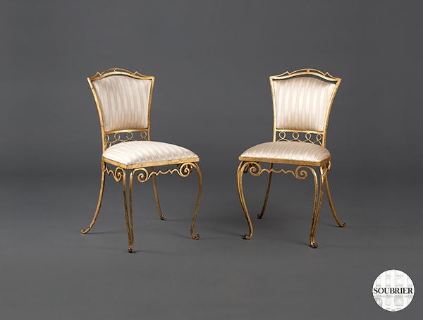 Gilt wrought iron chairs