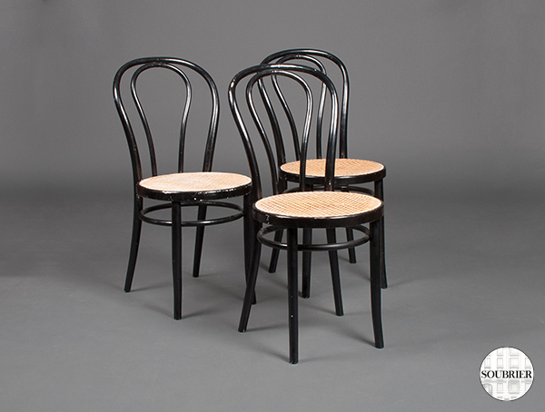 3 Thonet style black chairs