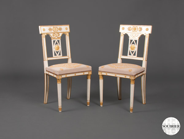 White & gold lacquered chairs