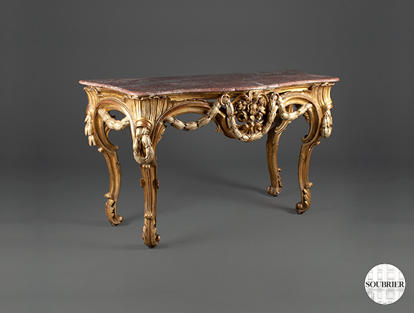 Console en bois dorée Louis XV