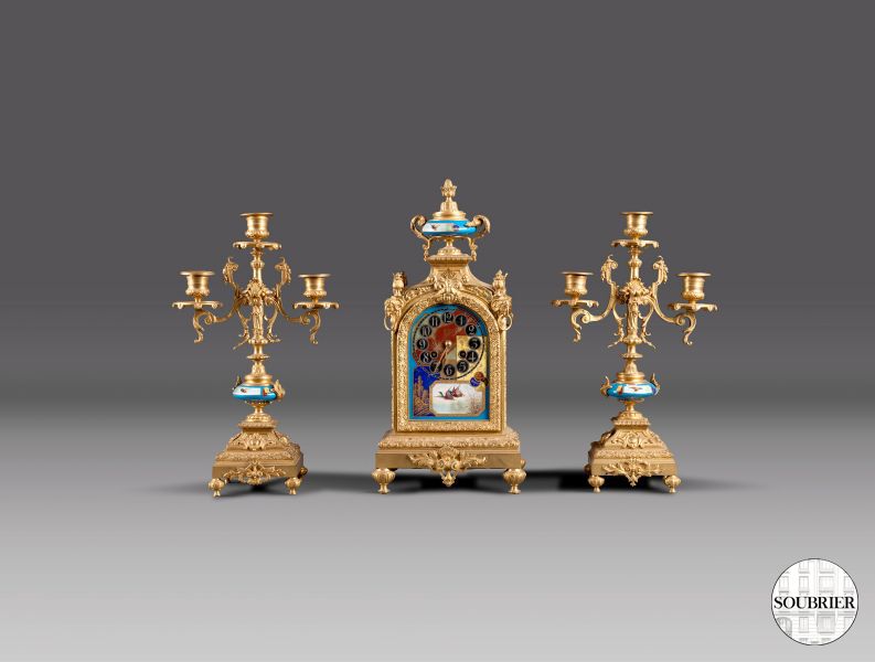 Clock and candelabra