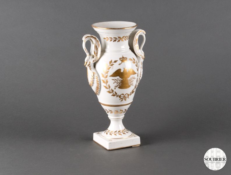 Vase Empire blanc et or
