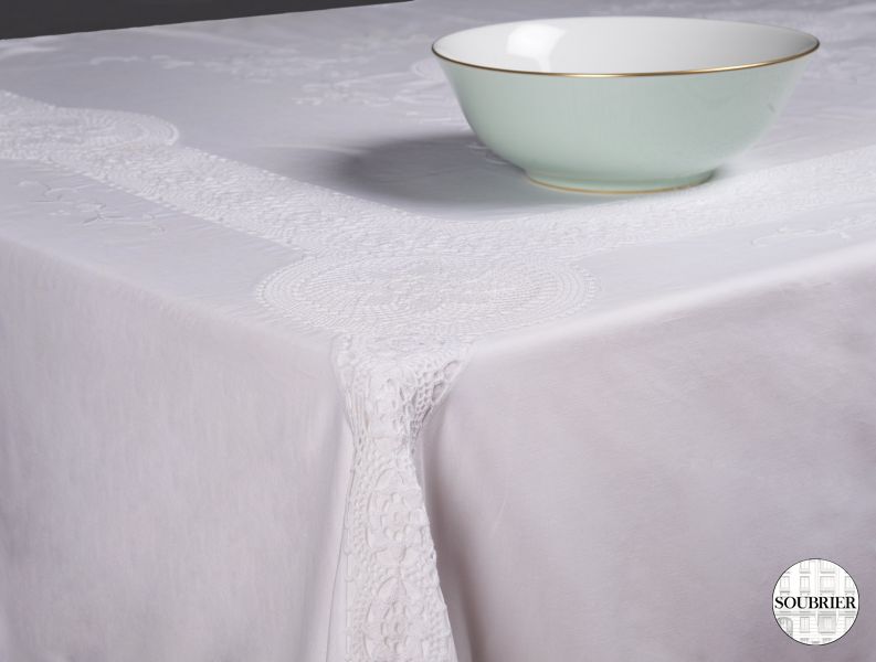 Lace and cotton tablecloth