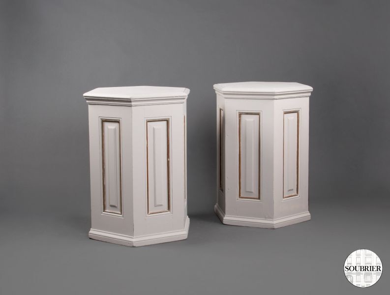 Pair of white painted wood steles