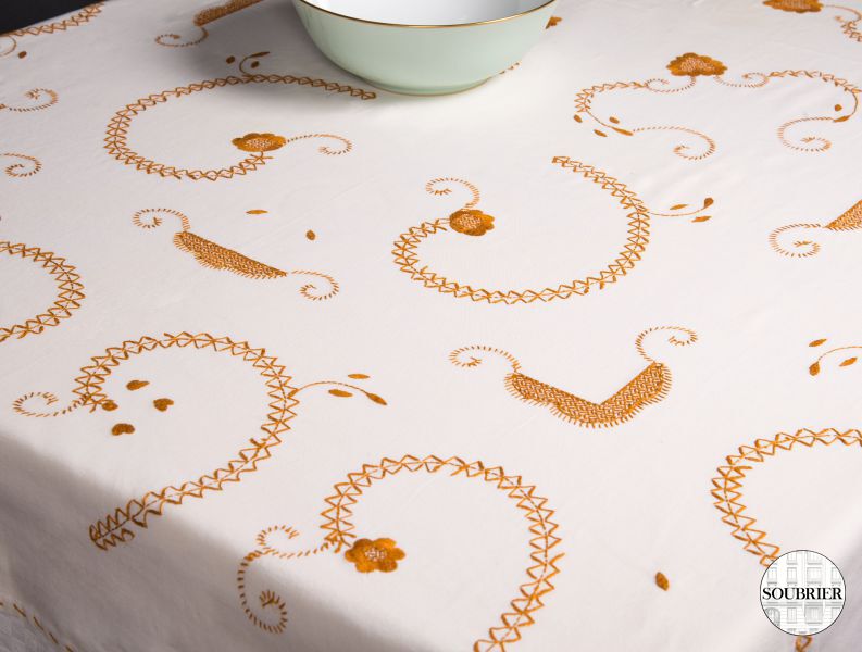 Ethnic beige cotton tablecloth