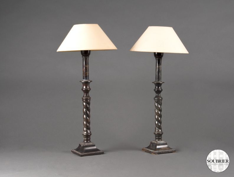 Pair of twisted base lamps