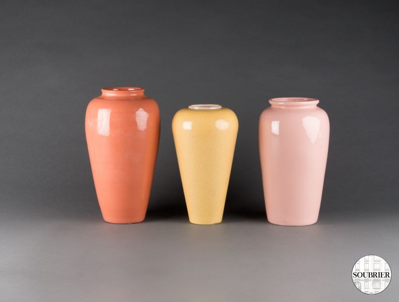 Coloured earthenware vases