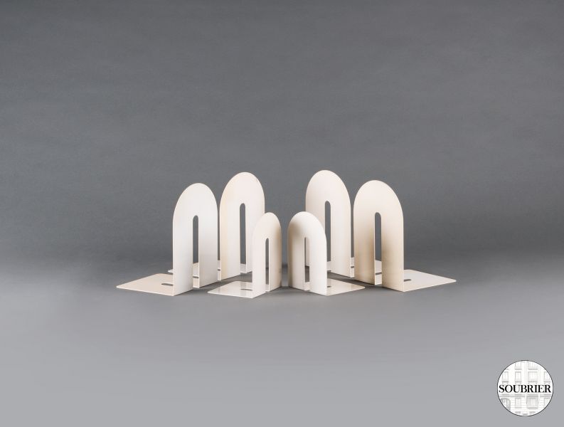 White sheet of metal bookends