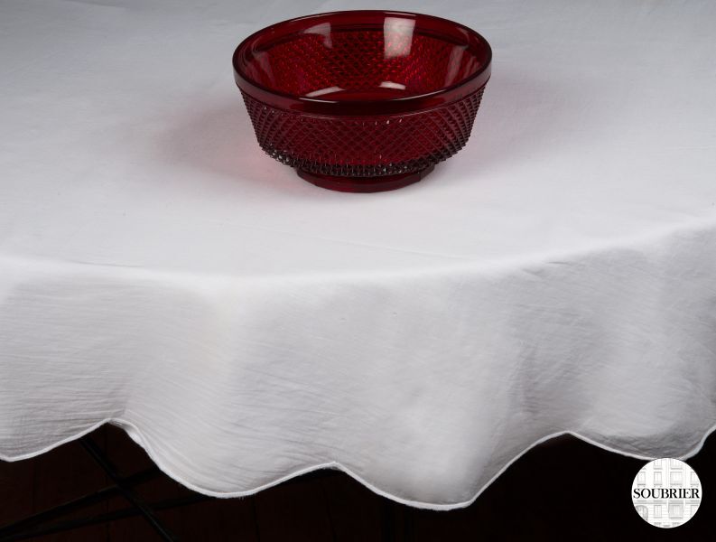 Round white tulle tablecloth