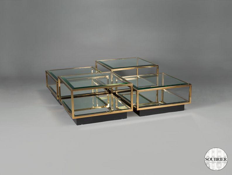 Set of 4 gilt mirror coffee tables